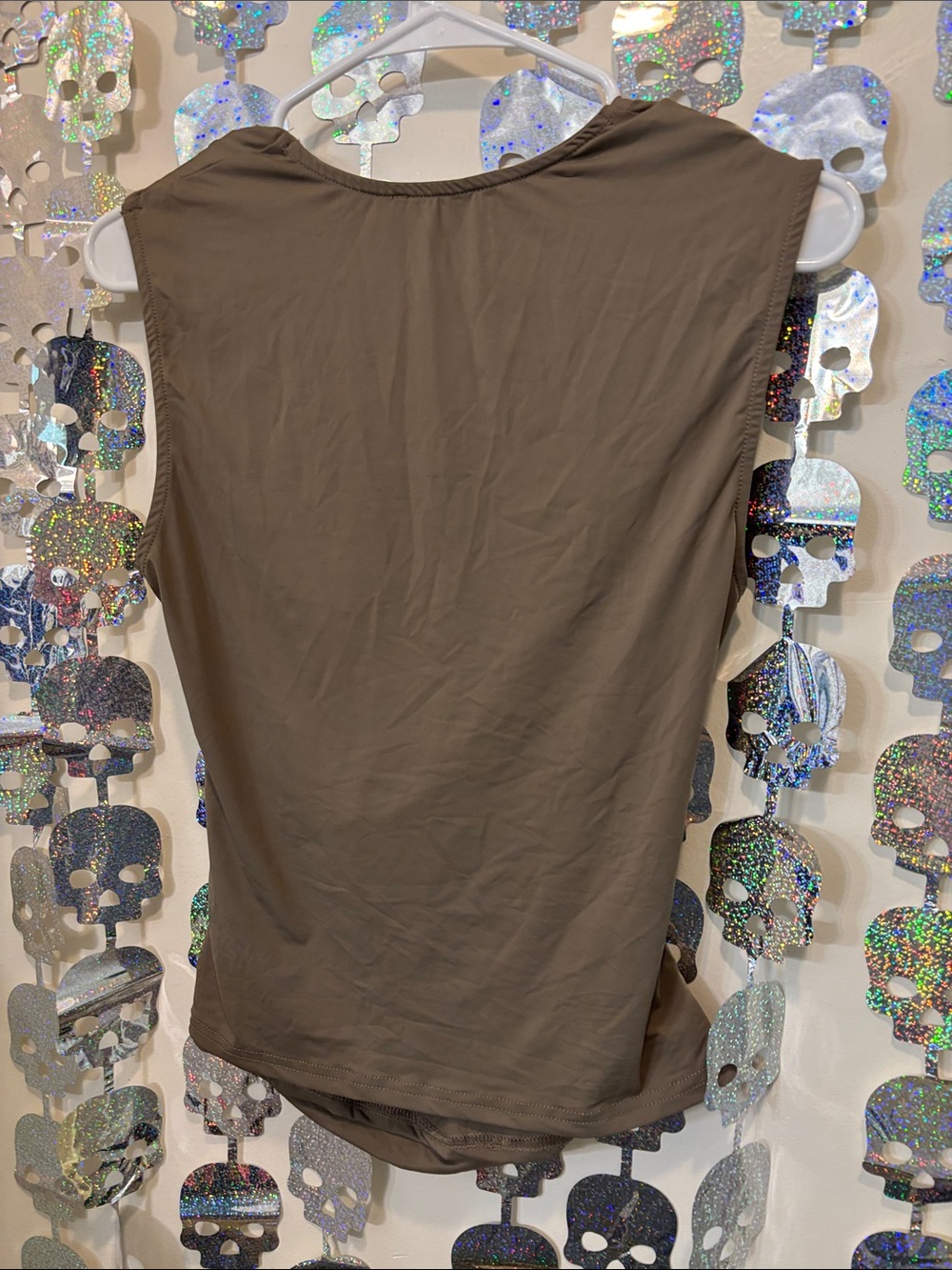 Taupe Draped Sleeveless Cowl Neck Camisole - Picture 3 of 3